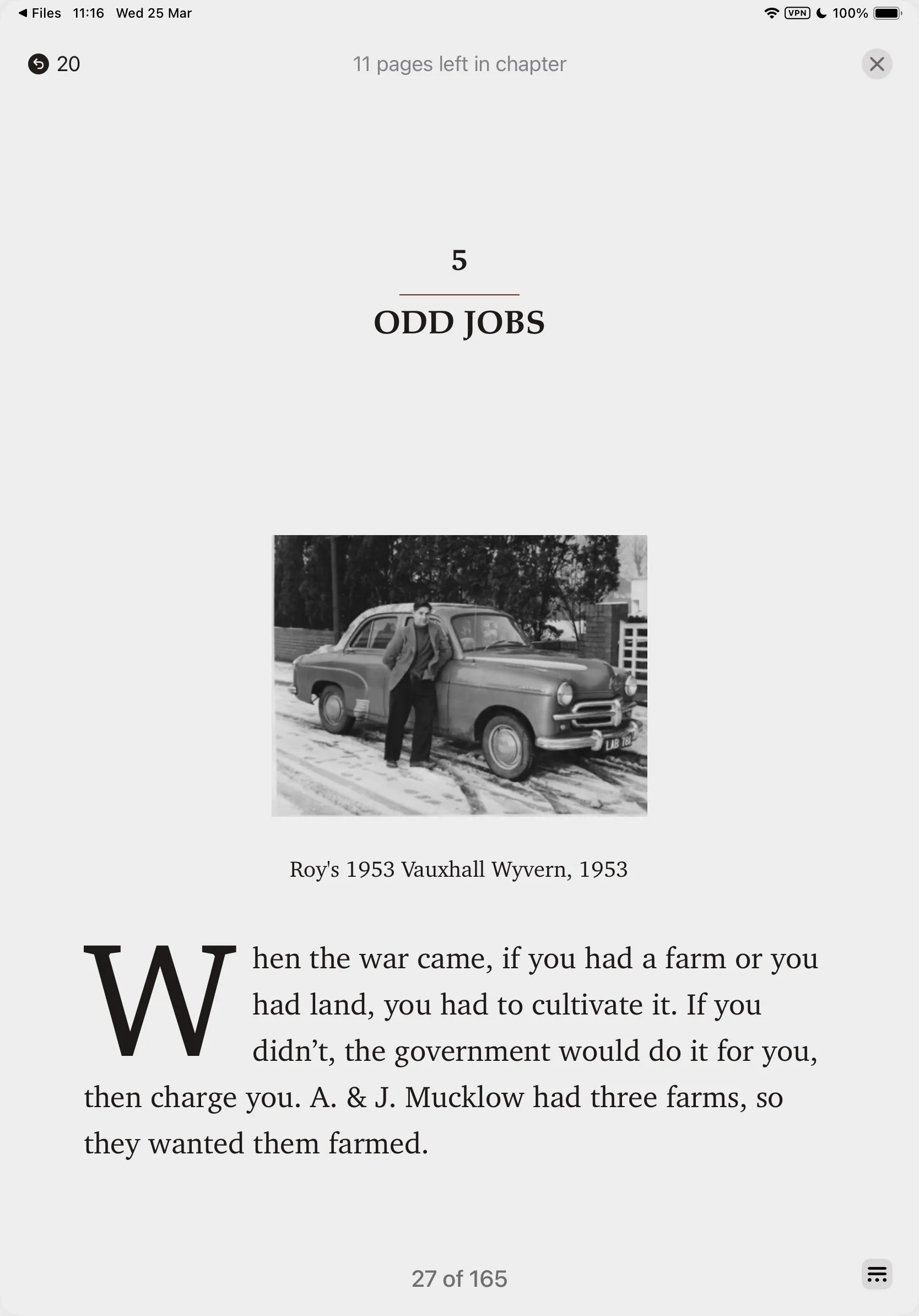 Roy's biography displayed on iPad — Chapter 5: Odd Jobs
